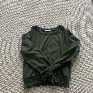 Green Cropped Rouched Cute Top